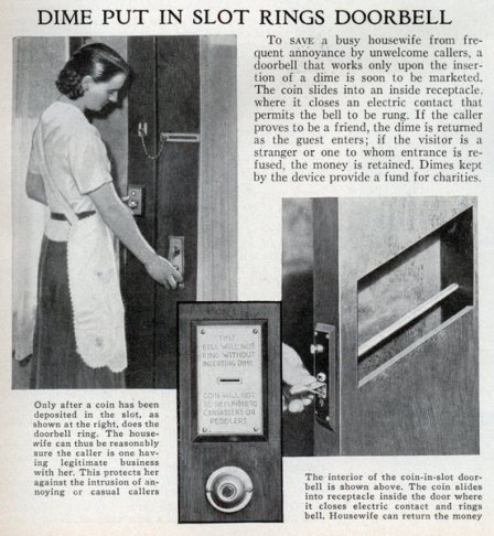 A description of a 1930s anti-spam doorbell